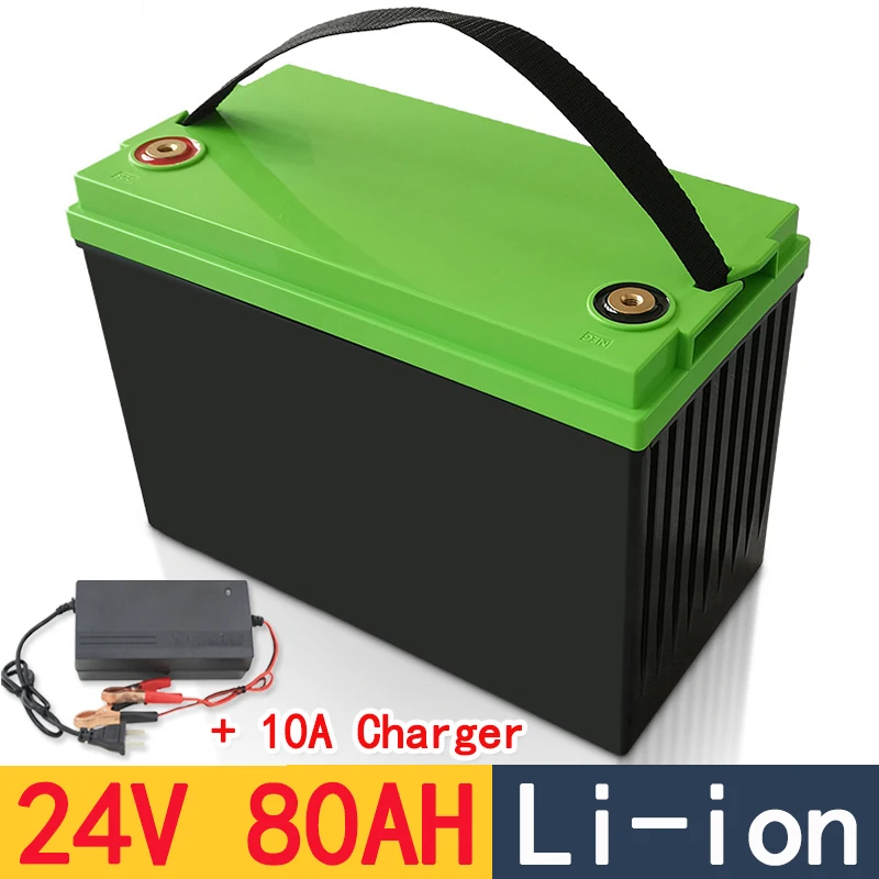 waterproof 24v 80ah lithium ion battery BMS 7S for 1500W motor golf cart House hold electric supplies + 10A charger