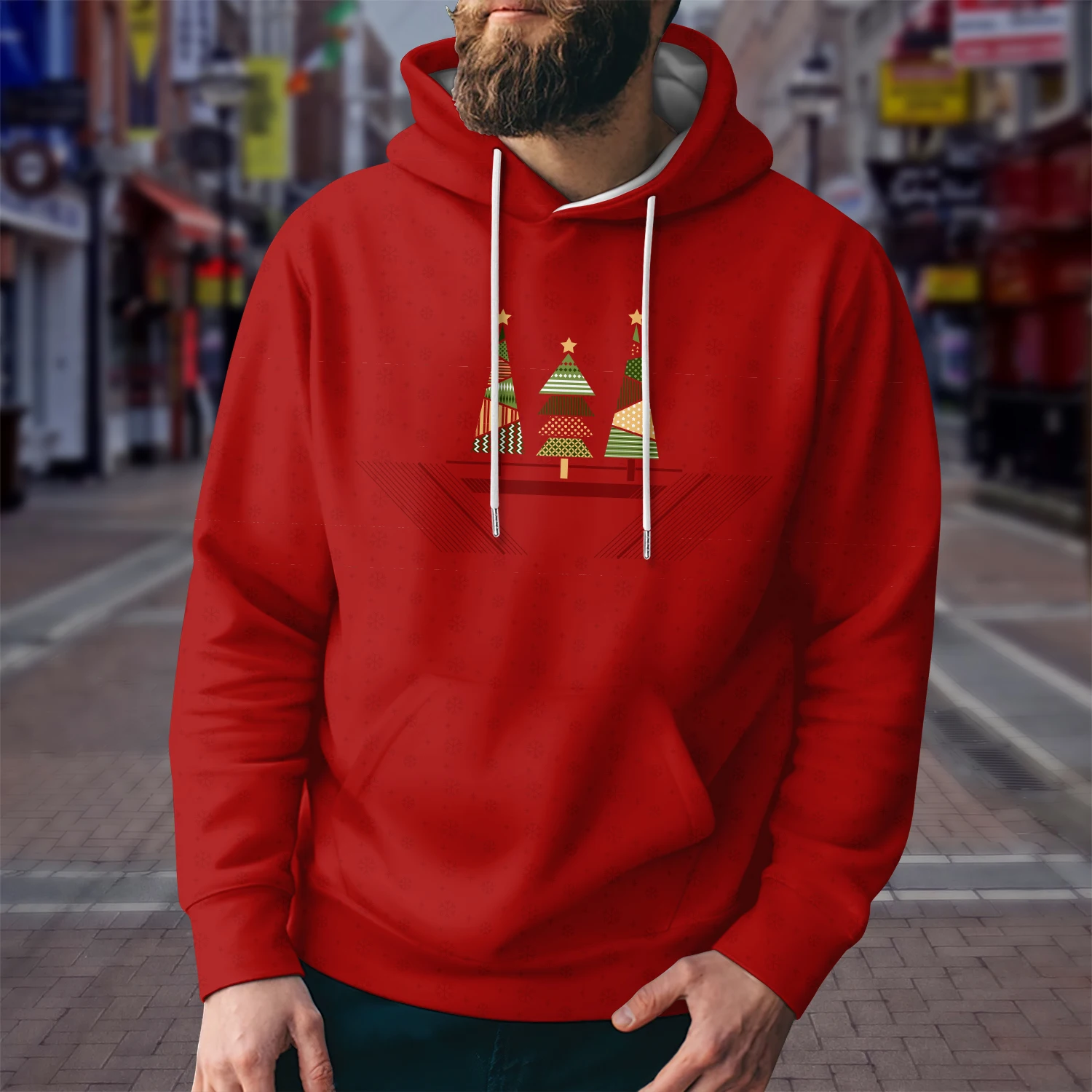 Sudadera con capucha para hombre, nuevo diseño, moda, estampado geométrico 3D, serie navideña, Sudadera con capucha, Top informal holgado para hombre 2024