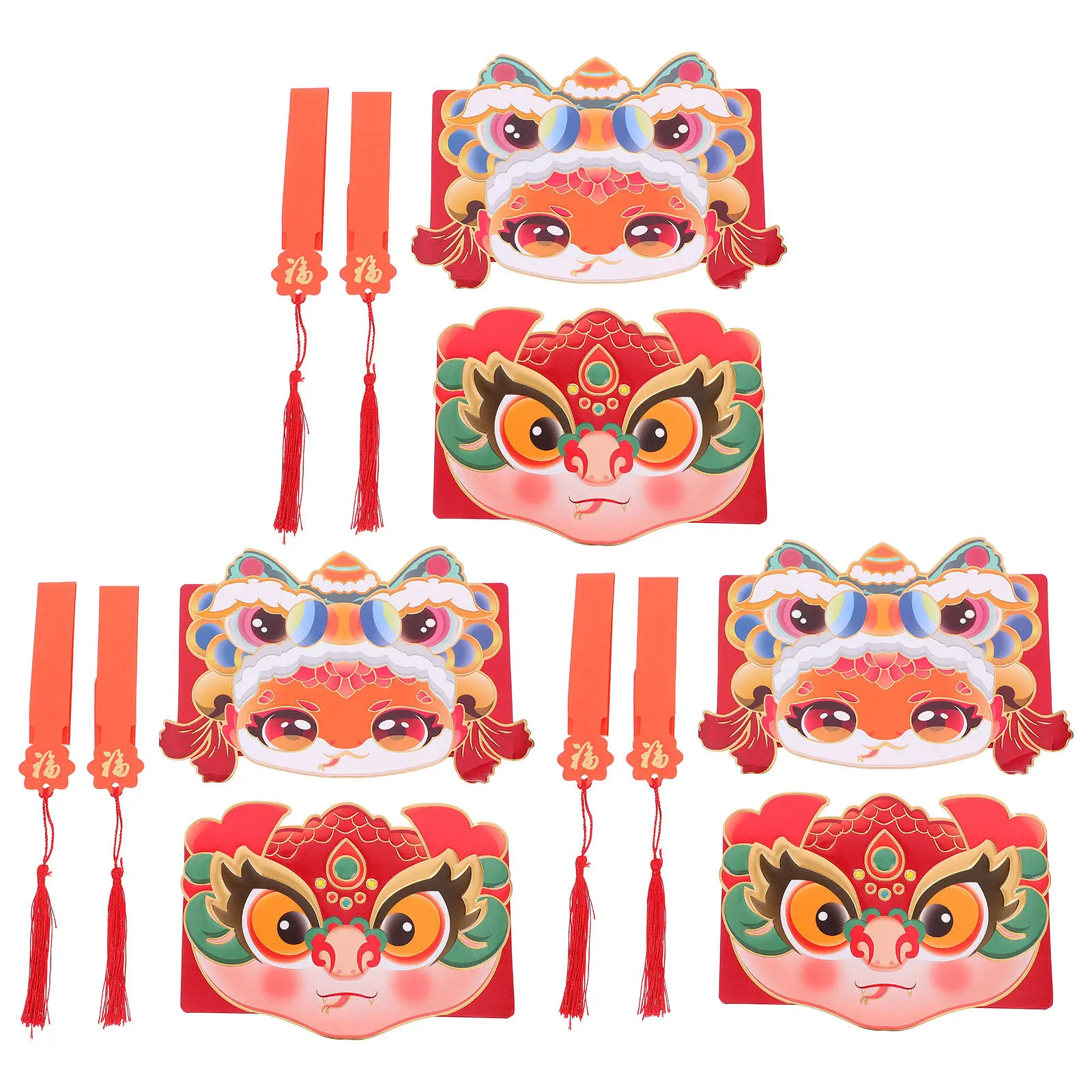 6pcs Snake Year Red Envelopes, Lucky Money Packets for Chinese New Year, Cartoon Style Cash Envelopes