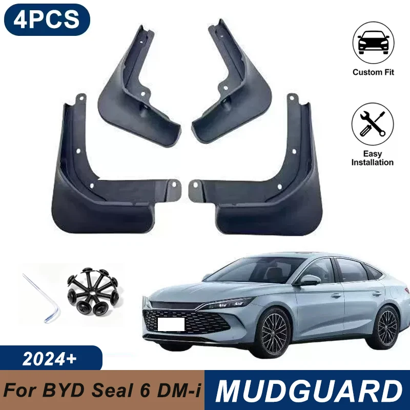 4PCS Car Mud Flaps For BYD Seal 6 DM-i 2024+ Waterproof Anti-Splash Fender Mudguards Auto Exterior Accessories