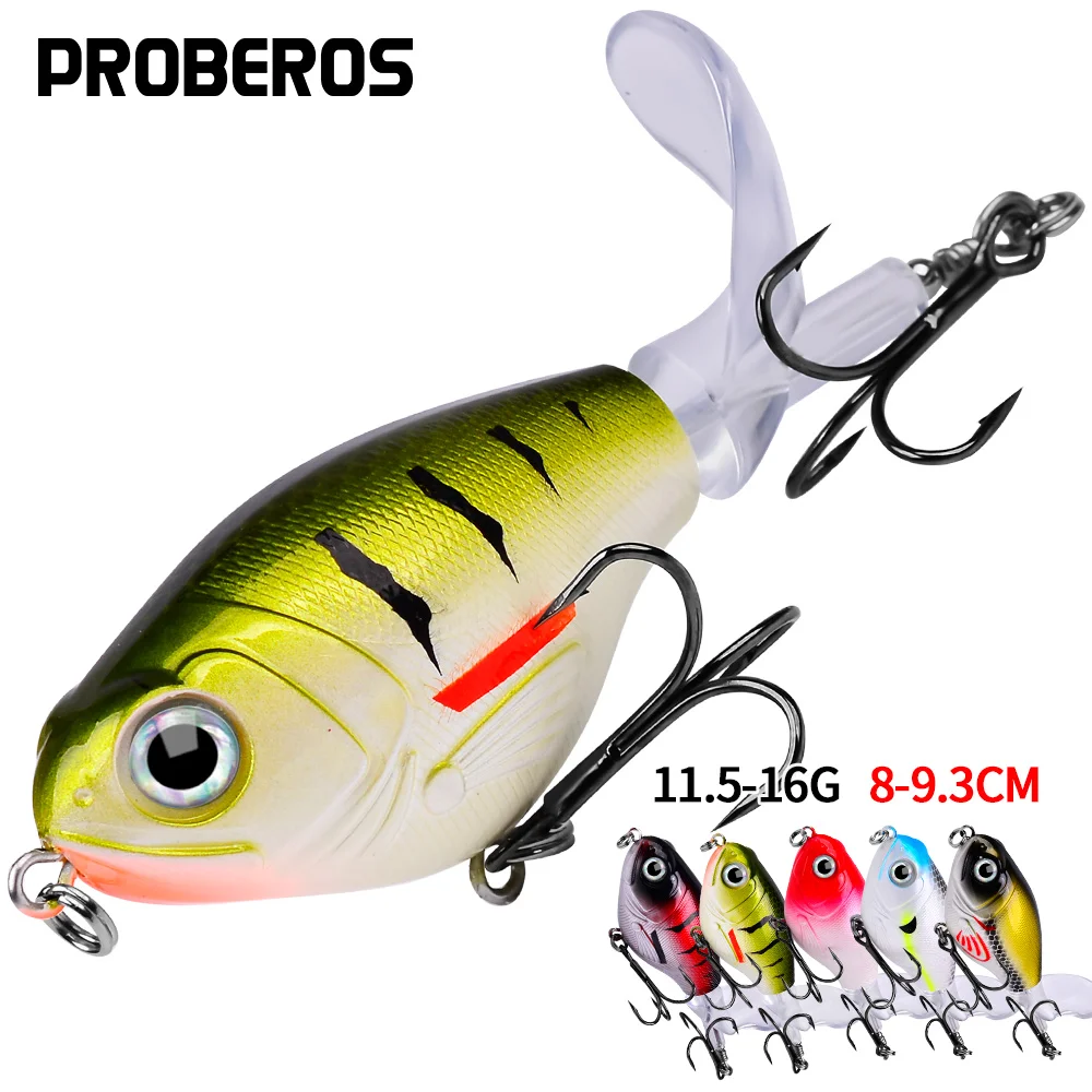 

1Pcs Topwater Popper Fishing Lure 11.5g/ 16g Whopper Plopper Plastic Hard Bait Swimbait with Rotating Soft Tail For Bass Pike