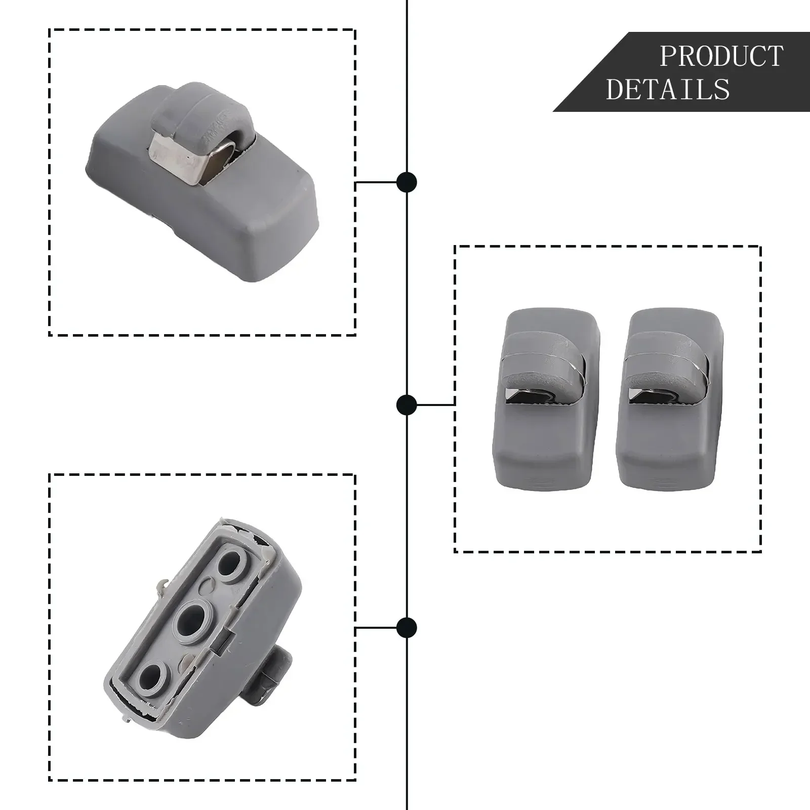 Skoda Sun Visor Clips Gray Front Sun Visor Hook Clips Anti-wear And Anti-corrosion Stylish Gray Color ABS Material