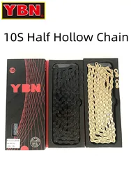 YBN SLAH10 Bike Chains MTB Mountain Road Bike Chains 10 Speed Half Hollow Bicycle Chain 116 Links Color Silver Black Gold