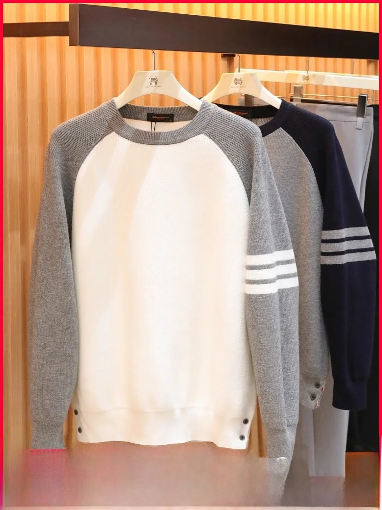 

Мягкий мужской вязаный свитер American College Casual Sle, базовый слой, круглый цвет, Blo Faionable Urban Sle Long Sve