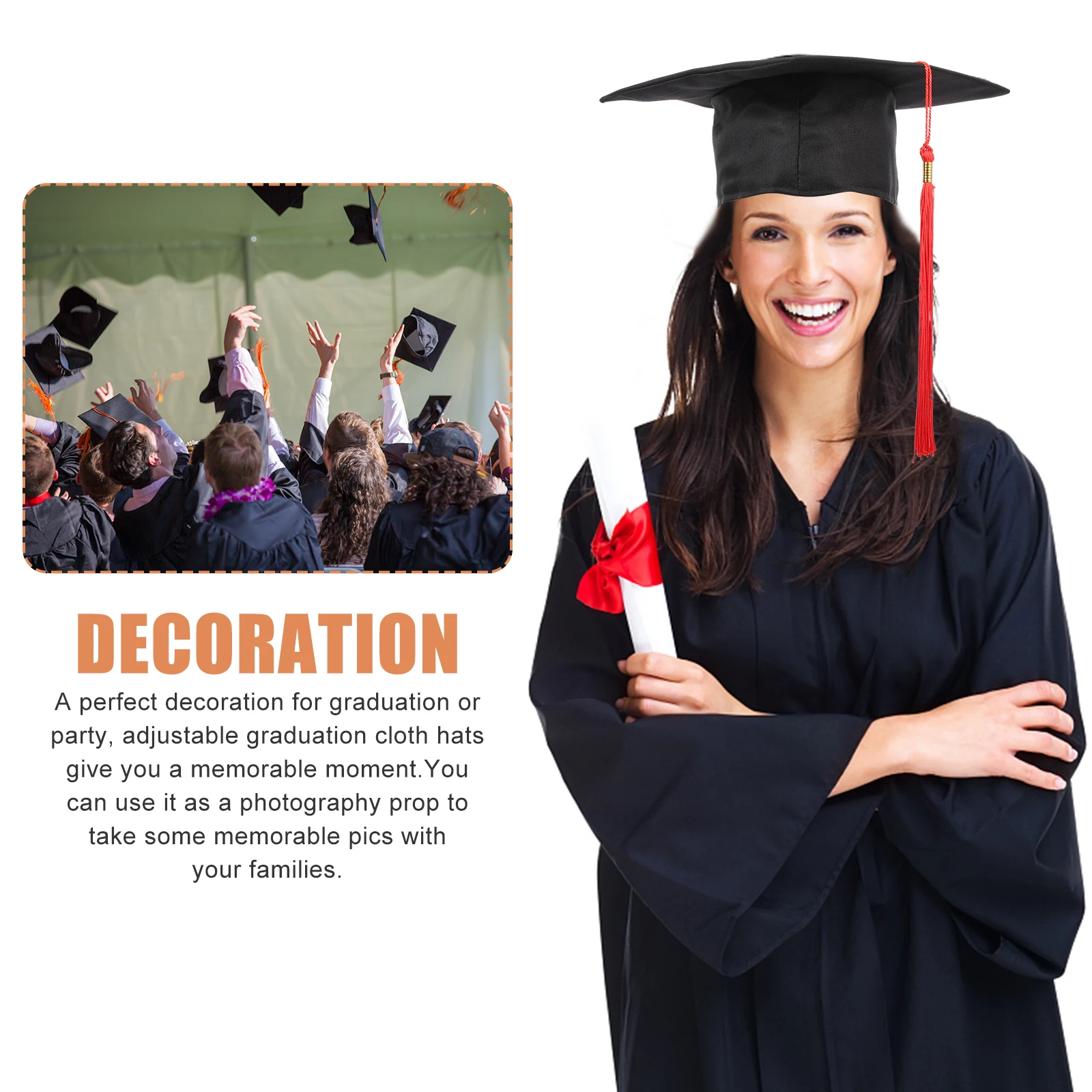 

Graduation Hat Props Cap Decoration Ornament for Adult Bachelor Kids Cloth Caps Student