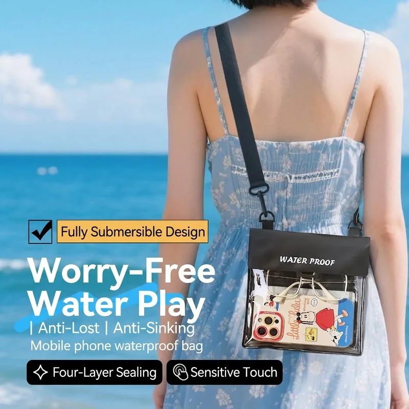 Waterproof Phone Bag Large Capacity Touch Screen Compatible Swimming Diving Sealed Pouch for Beach Drifting Crossbody Bag