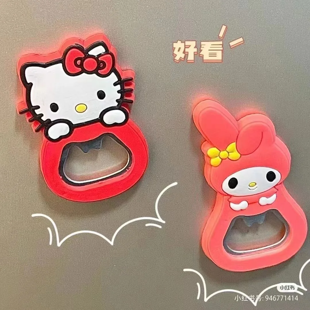 Hello Kitty Melody Cute Kawaii Portable Home Beer Bottle Opener Magnet Suction Refrigerator Wall-mounted Bottle Opener Wholesale