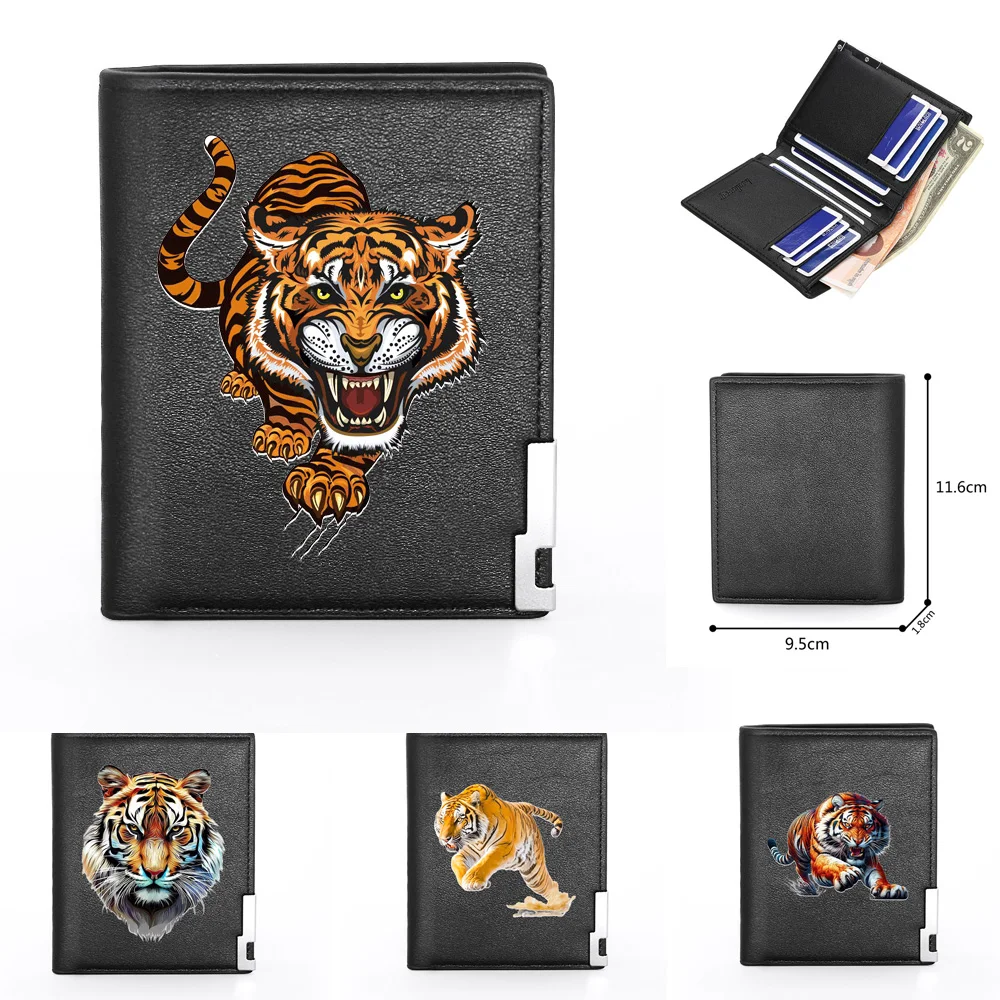 

Cool Dangerous Tiger Printing Theme Leather Wallet Men Women Billfold Slim Credit Card/ID Holders Money Bag Male Short Purses