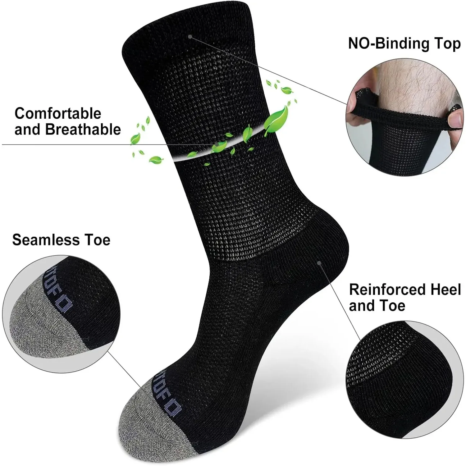 4 Pairs Diabetic Non Binding Socks For Men Women Loose Fitting Socks Cotton Wide Top Socks Breathable & Moisture wicking