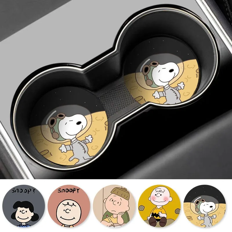 Snoopy Aerospace Series Cartoon Car Water Cup Slot Mat Creative Car Decorative Rubber Water Cup Anti-Slip Storage Mat Universal