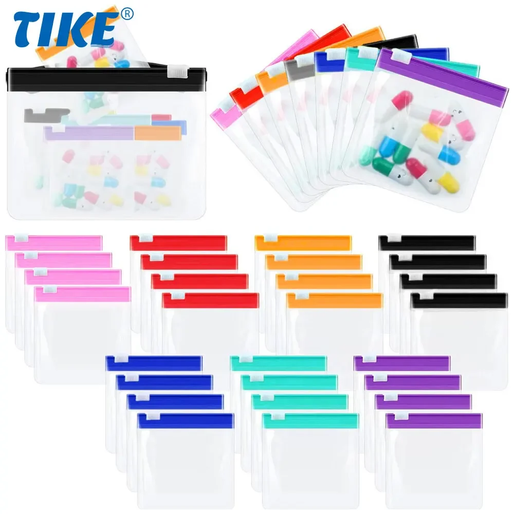 7/28Pcs Pill Pouches, Pill Organizer Travel Climbing, Clear Plastic Pill Bags with Slide Lock for Medicine Small Items Storage