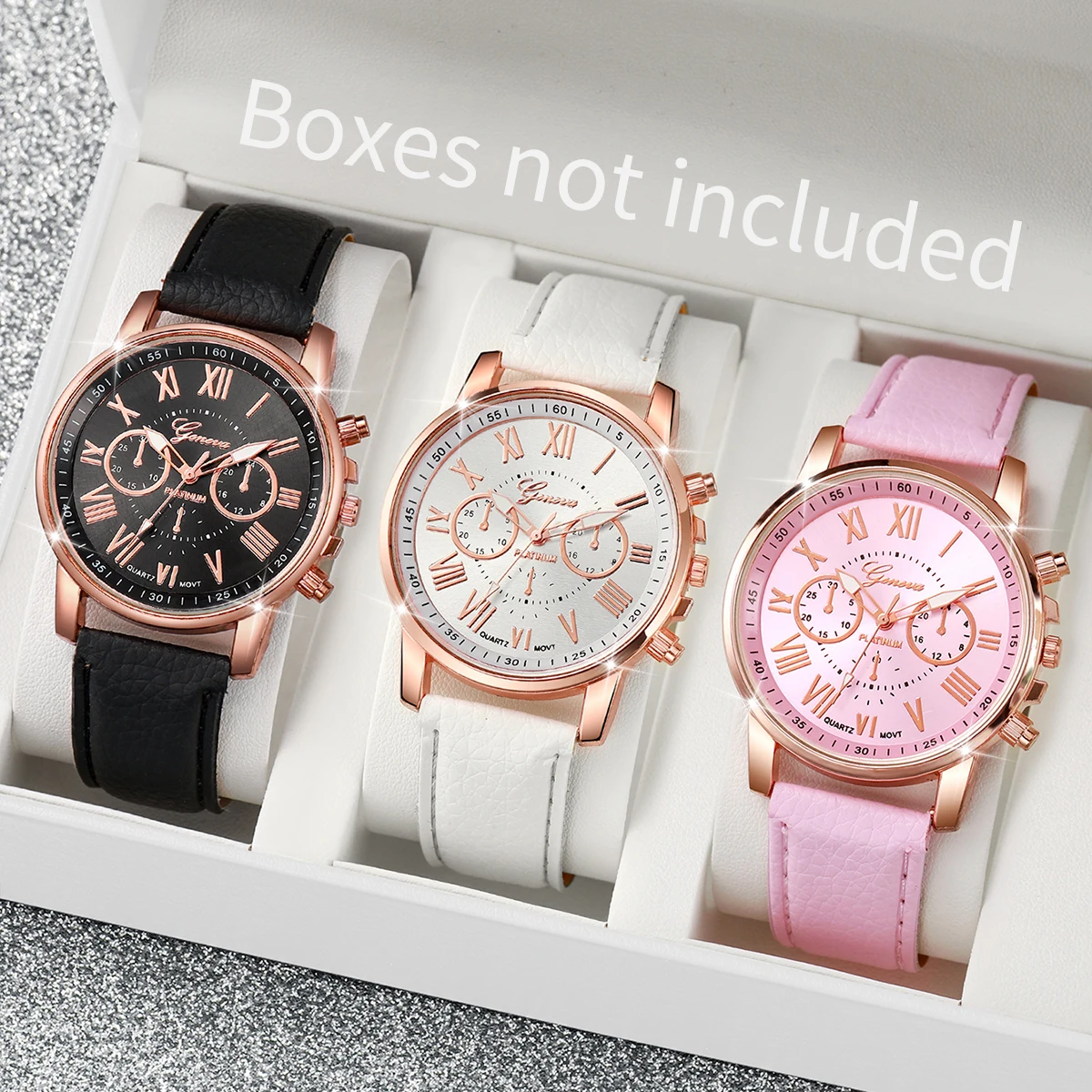 3PCS/Set Fashion Women Watches Casual Roma Dial Leather Band Quartz Watch Reloj Mujer Girls Clock GiftWithout Box