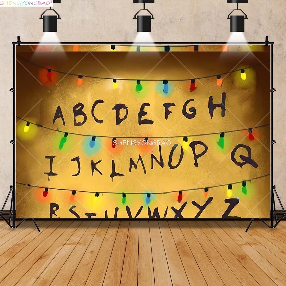 

American TV Stranger Luminous Letter Photography Backdrops Prop Alphabet Light Baby Gift Birthday Party Background ZZ-06