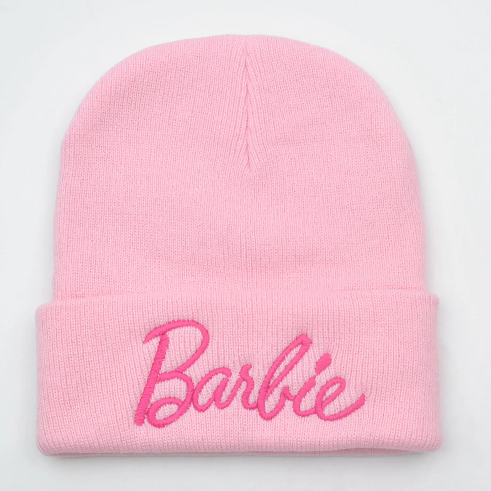 Kawaii Knitted Hat Barbie Letter Embroidery for Girls Women Pink Warm Skiing Cap Outdoor Wear Winter Beanies Clothes Accessories