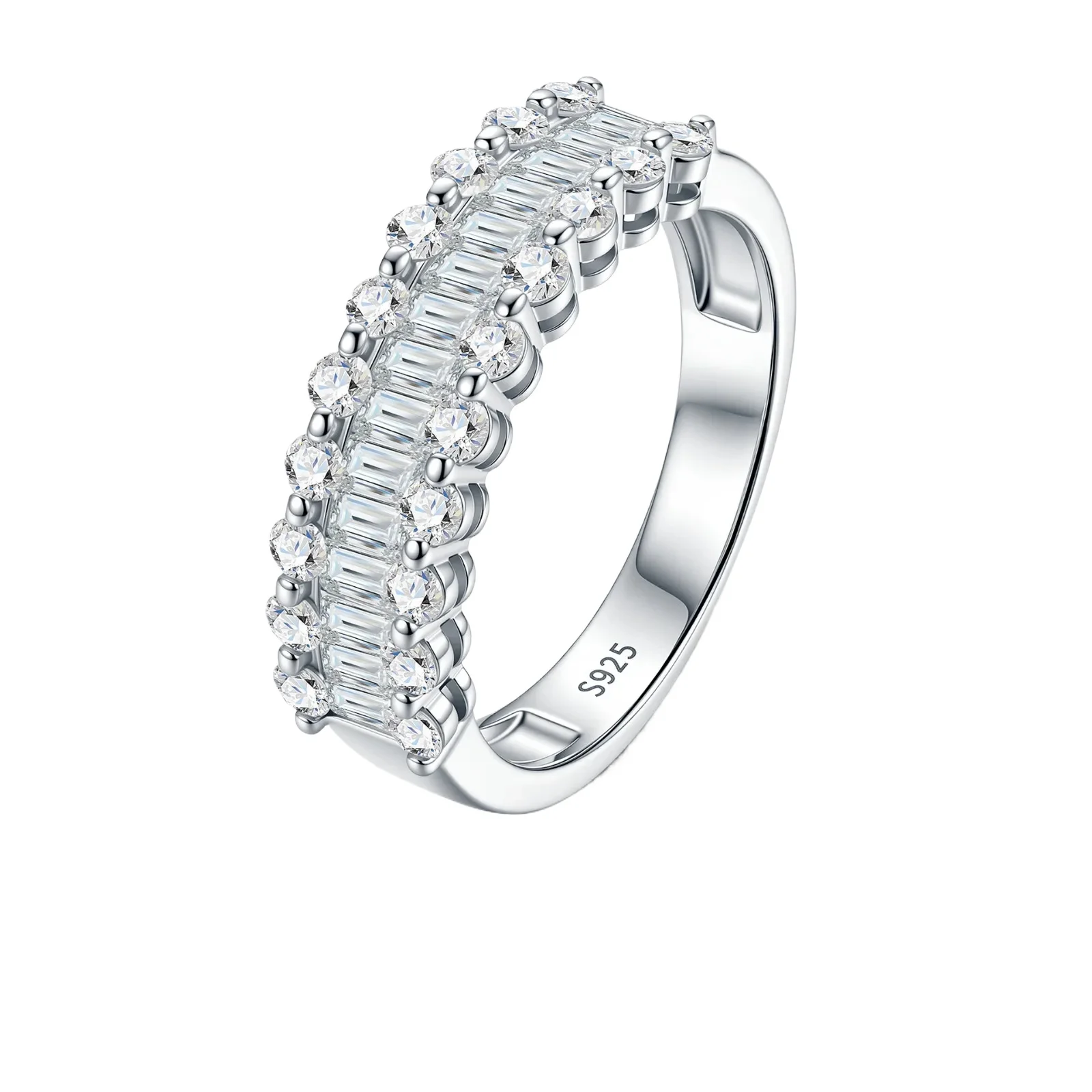 MUSHAN Jewelry Factory Wholesale 925 Sterling Silver Rings Wedding Band for Women Real D Color Moissanite Diamond Ring