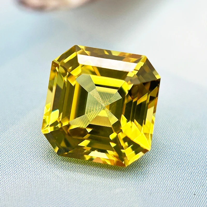 مختبر نمت الياقوت الأصفر اللون Asscher قطع ألوان مختلفة أحجام متعددة DIY بها بنفسك صنع المجوهرات شهادة قابلة للاختيار