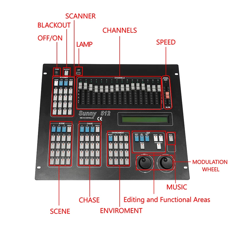 Max Sunny 512 Stage Light Controller DMX Light Board Dj Light Controller 512 Master Console for XLR-3 Led Par Beam Moving Head