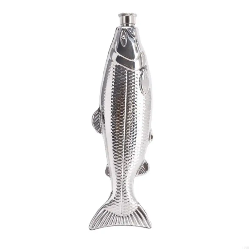 R1WB 5オンス魚の形のドリンクウェア304ステンレス鋼の質感ユニークな飲料ボトル