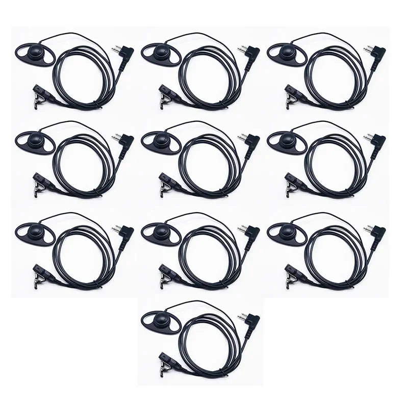 10PCS 2Pin Advanced D Shape Earhook Ptt Headset Earpiece Mic For Motorola CP040 Gp88S Gp300 Gp68 Gp88 Gp3188 EP450 DEP450 Radio