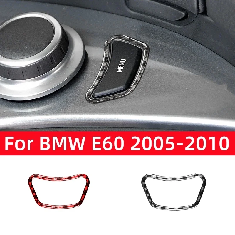 For BMW 5 Series E60 2004-2010 Car Accessories Carbon Fiber Interior Car Multimedia Menu Page Buttons Trim Frame Cover Stickers