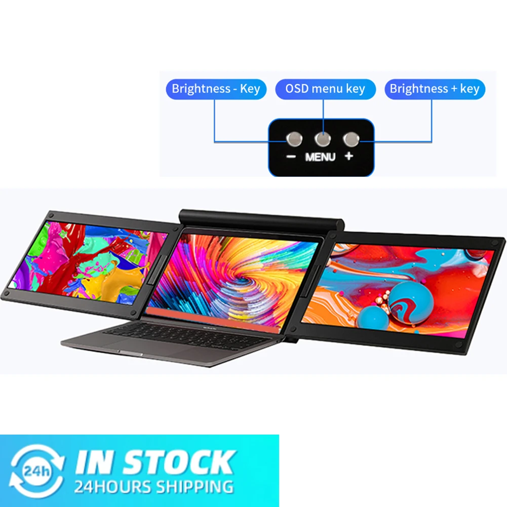 13'' Triple Screen For Laptop Extendable Double Monitor HD 1080P Pc Displays Notebook Computer Gaming Monitor Pc Accessories