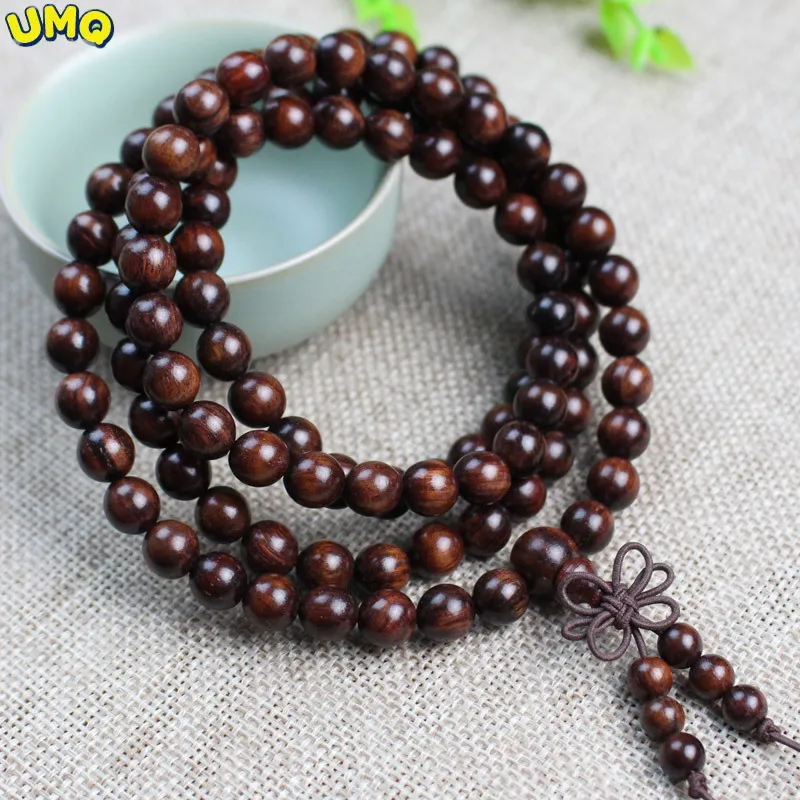 

Solid Wood Rosewood Willow Bracelet 108 Buddhist Beads Bracelet Men's and Women's Wooden Rosary 6/8mm Yellow Pear Amulet