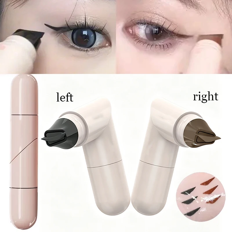 Rotating Integrated Eyeliner Stamp Pen Dual-Head One-Touch Application Fast Drying Liquid Triangle Eye Liner Wing Seal Pen