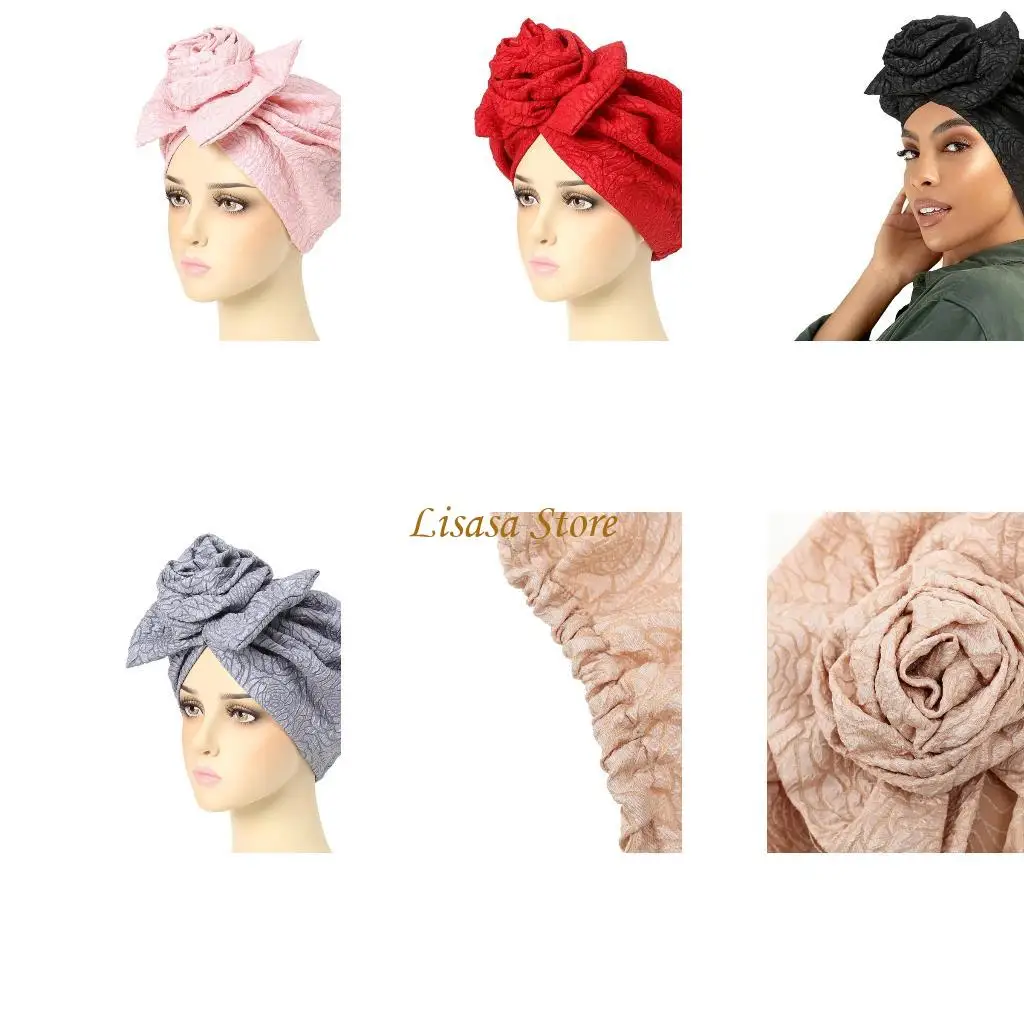 

M6CC Women Head Head Headwear Headwear Африканский женский хиджаб цветочный мягкий дышащий тюрбан для любого сезона женщин