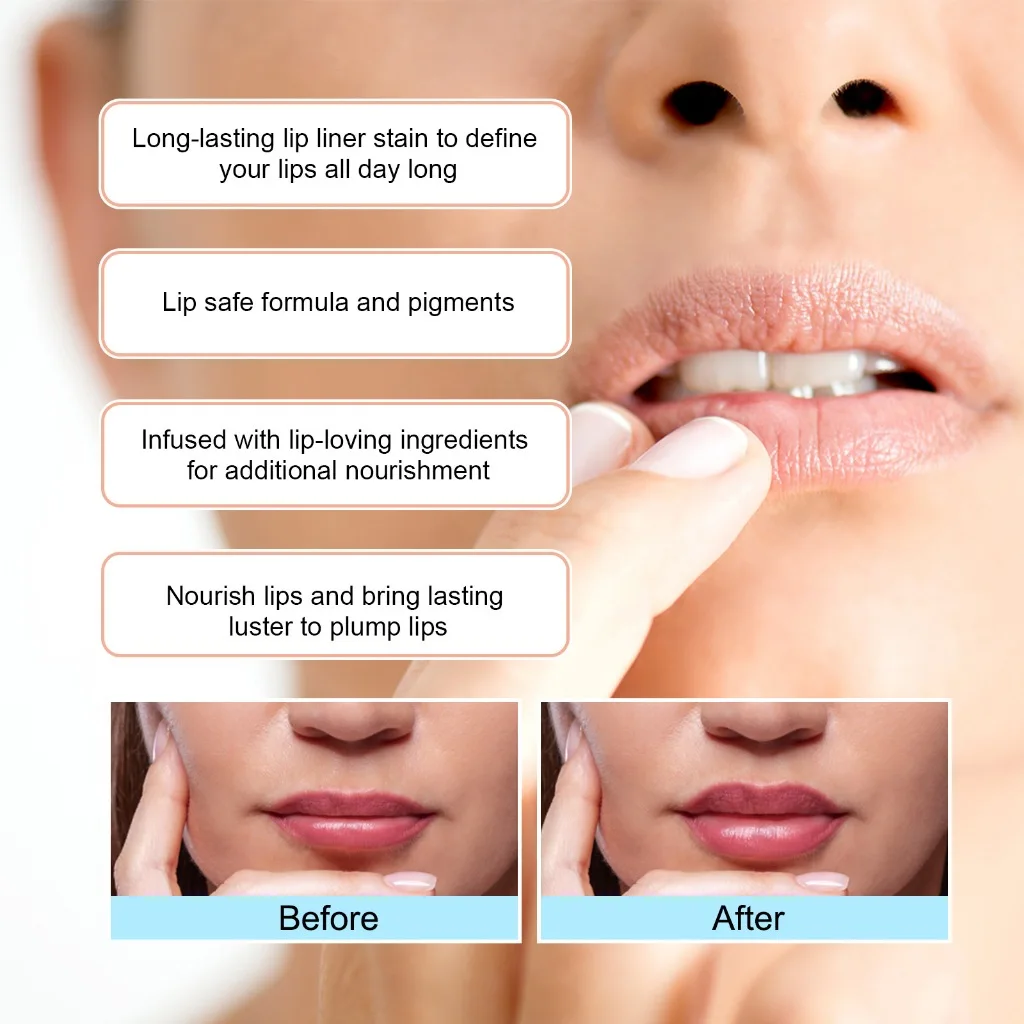 3 colori Peel Off Lip Liner Tattoo Lipgloss Impermeabile a lunga durata Matte Lip Ink Lip Tint Sexy Red Brown Contour Lipliner Trucco