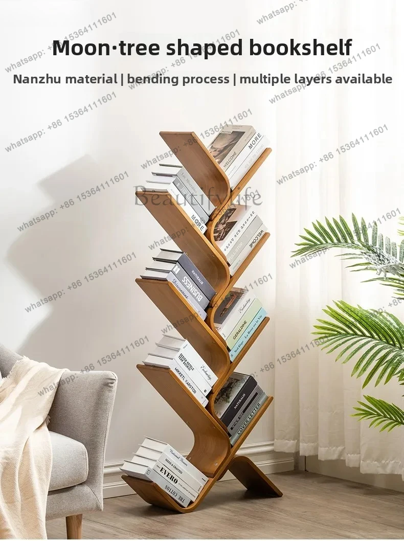 tree-shaped small bookshelf shelf floor-to-wall narrow bookcase living room home storage shelf