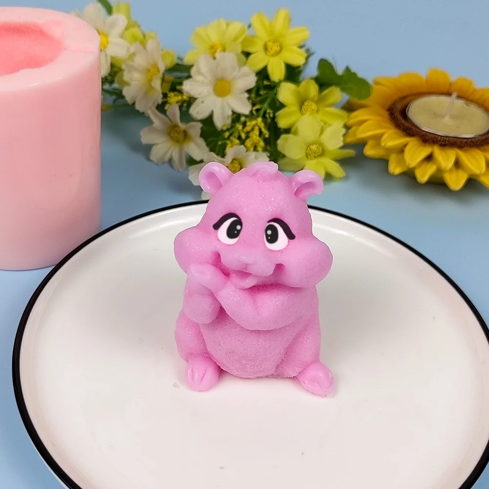 Hamster Silica gel 3D molds Cute Animal silicone soap mold candle aroma mould soap making moulds resin clay molds