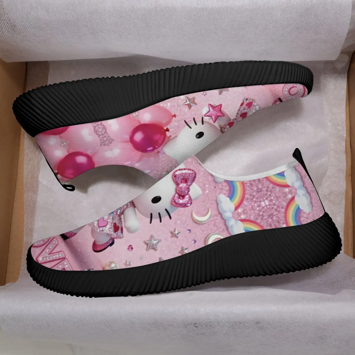 

Hello Kitty Casual Shoes DISNEY Women Loafers Versatile Cartoon New Cheap Discount Women Canvas Pink Board Shoes Flats