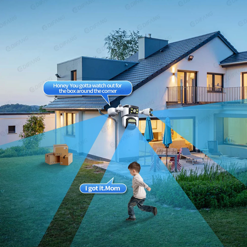 10K 20MP WiFi6 Camera Outdoor Three Screen CCTV 10X Zoom Smart Home Waterproof IP66 Auto Tracking 8K Video Surveillance IP Cam