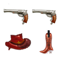 western cowboy party theme 4pcs balloon decoration cowboy gun hat boot balloon kids boys wild west  western birthday party decor