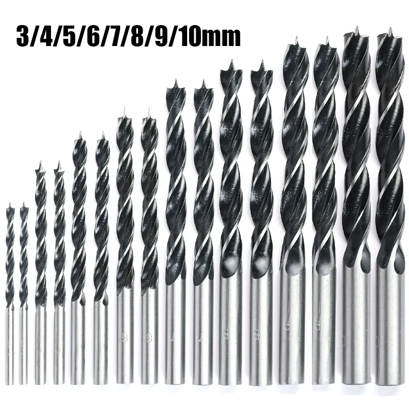 16Pcs Twist Dril Bit Set Three Pointed Woodworking Drilling Bits Spiral Drill Bit Wood Tool and Accessories 3/4/5/6/7/8/9/10mm