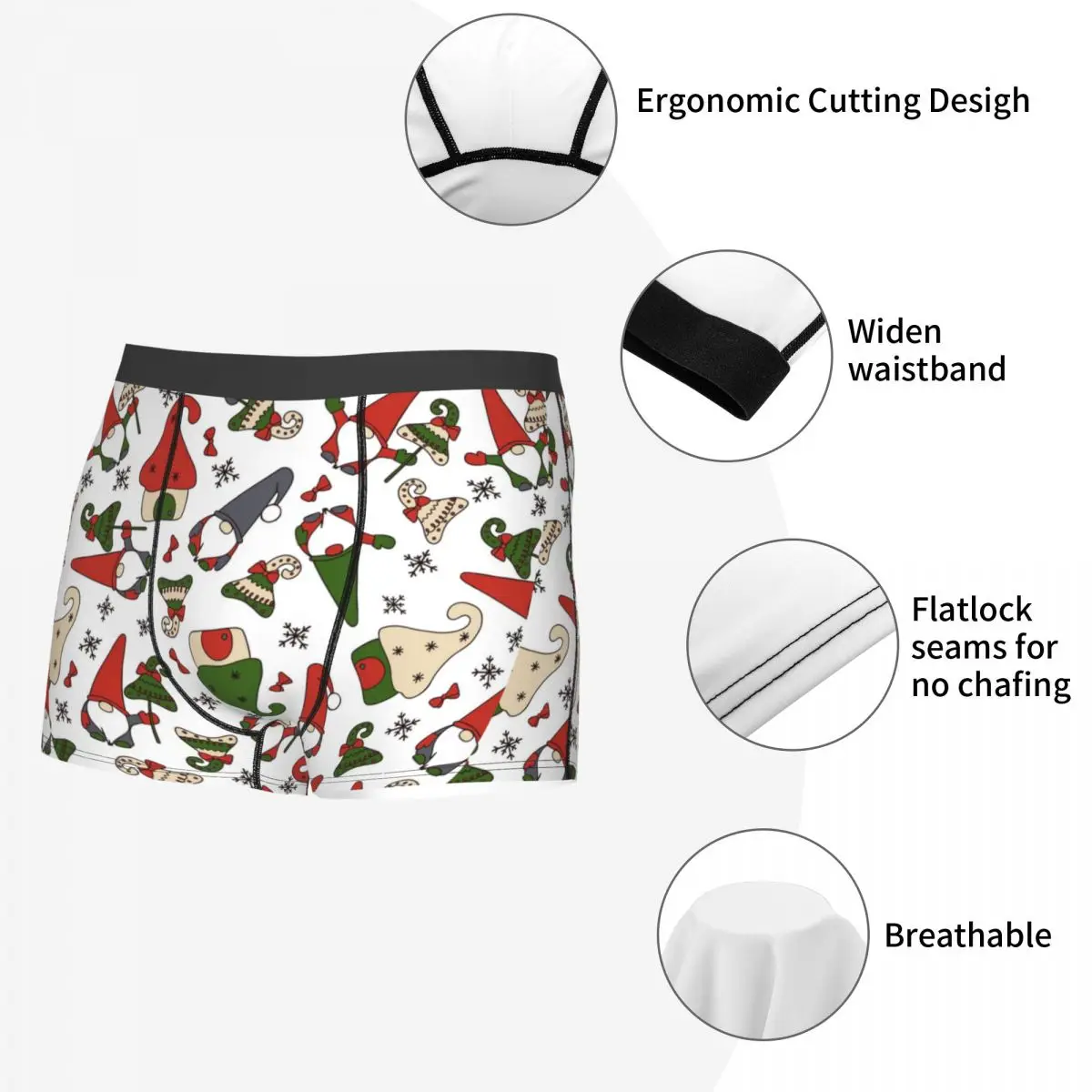 Christmas Gnomes Tree Men Underwear Nordic New Year Boxer Briefs Shorts Panties Hot Soft Underpants for Male