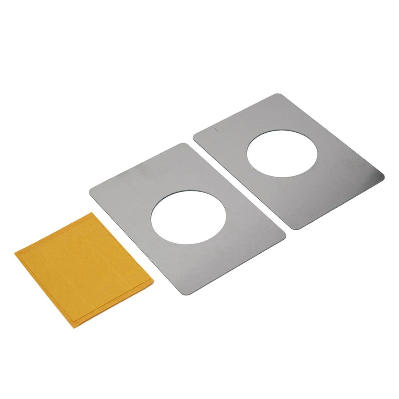 High Quality Brand New Doors Lock Plate Tools Rust Resistant Silver Stainless Steel Rounded Corners With Tape 2Pcs