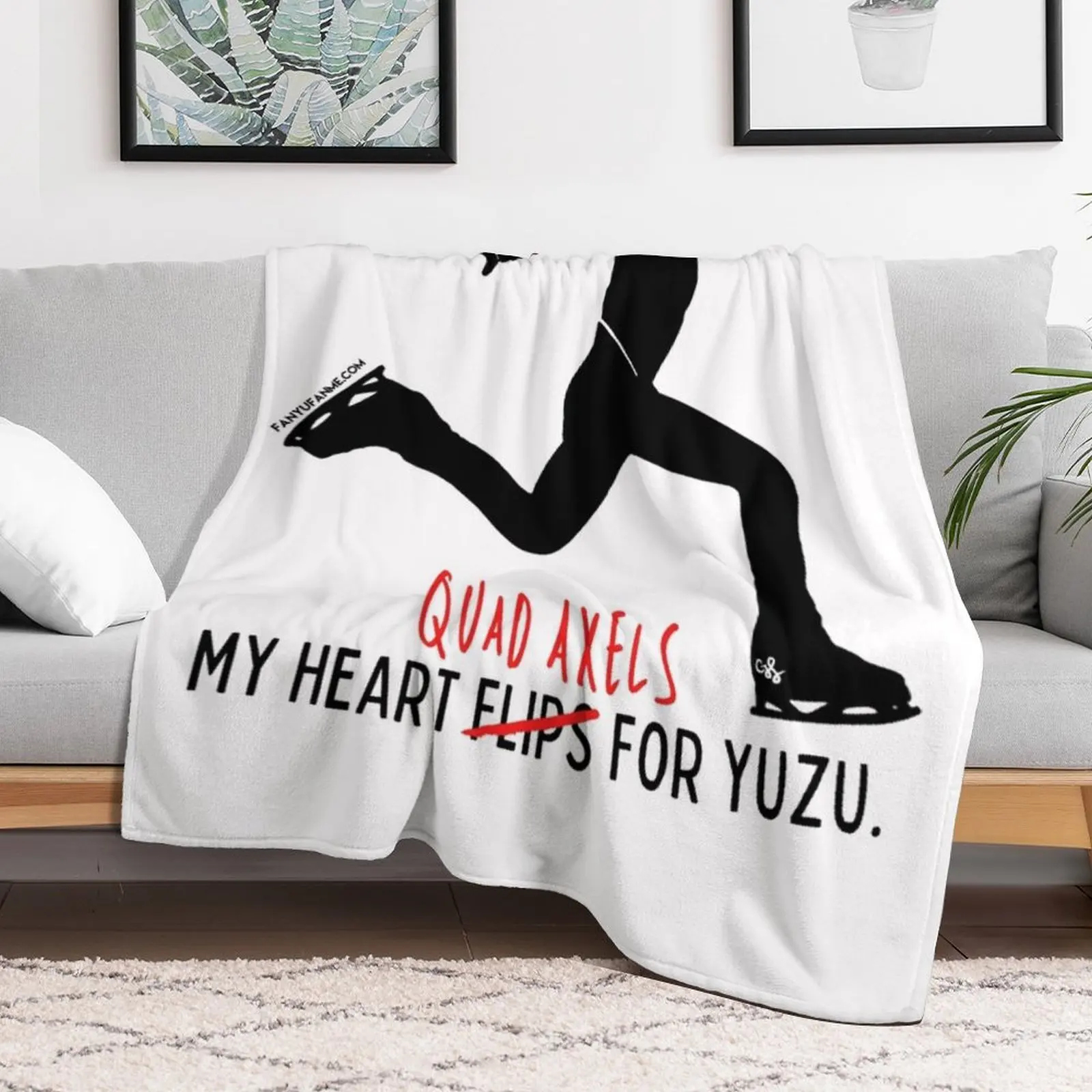 FanyuFanme - My Heart Quad Axels For Yuzu - Yuzuru Hanyu Throw Blanket Thermal Sofa Quilt Warm Blankets