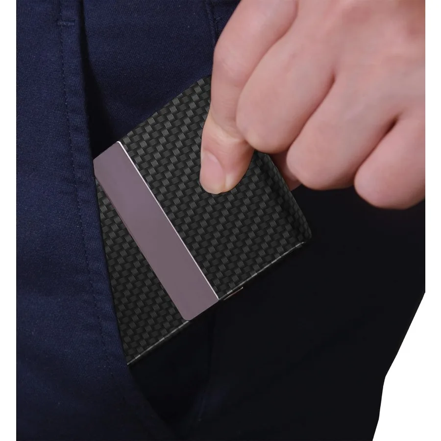 حامل بطاقات العمل مع حافظة بطاقات ذات تصميم نحيف للغاية مع وعاء بدلة من جلد البولي يوريثان الفاخر وحامل بطاقات معدني للنساء والرجال Pr #6