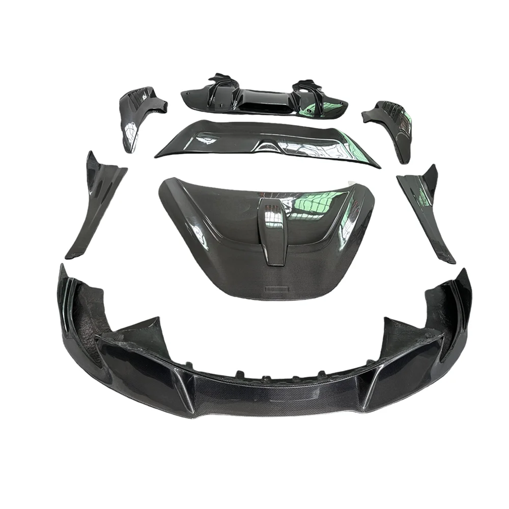 

v Style Carbon Fiber Body Kit for mclaren 720s Small Surround Front Lip Skirt Rear Lip Tail Fender Engine Hood