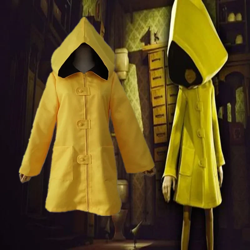 2025 New Nightmares 2 Mono Cosplay Costume Hungry Kids Little Six Yellow Long Jacket Coat Halloween Party Rai AA