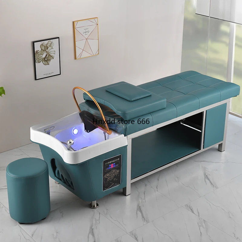 Comfort Lighting Shampoo Bed Stylist Japanese Head Spa Hair Washing Bed Fumigation Lettino Massaggio Salon Equipment MQ50SC