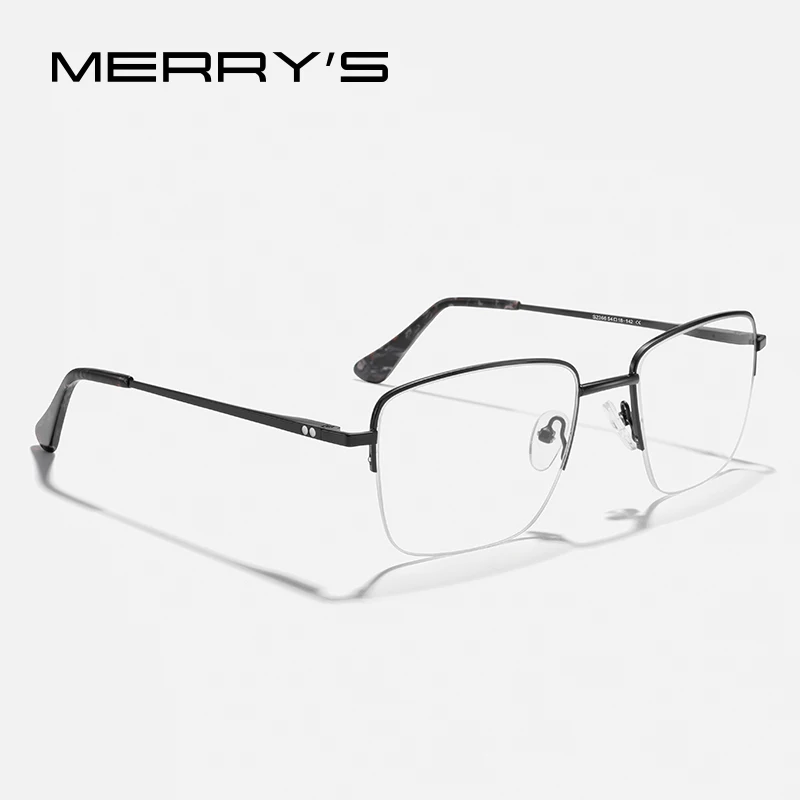 MERRYS DESIGN Titanium Alloy Glasses For Men Half Frame Square Frame Prescription Eyeglasses S2366