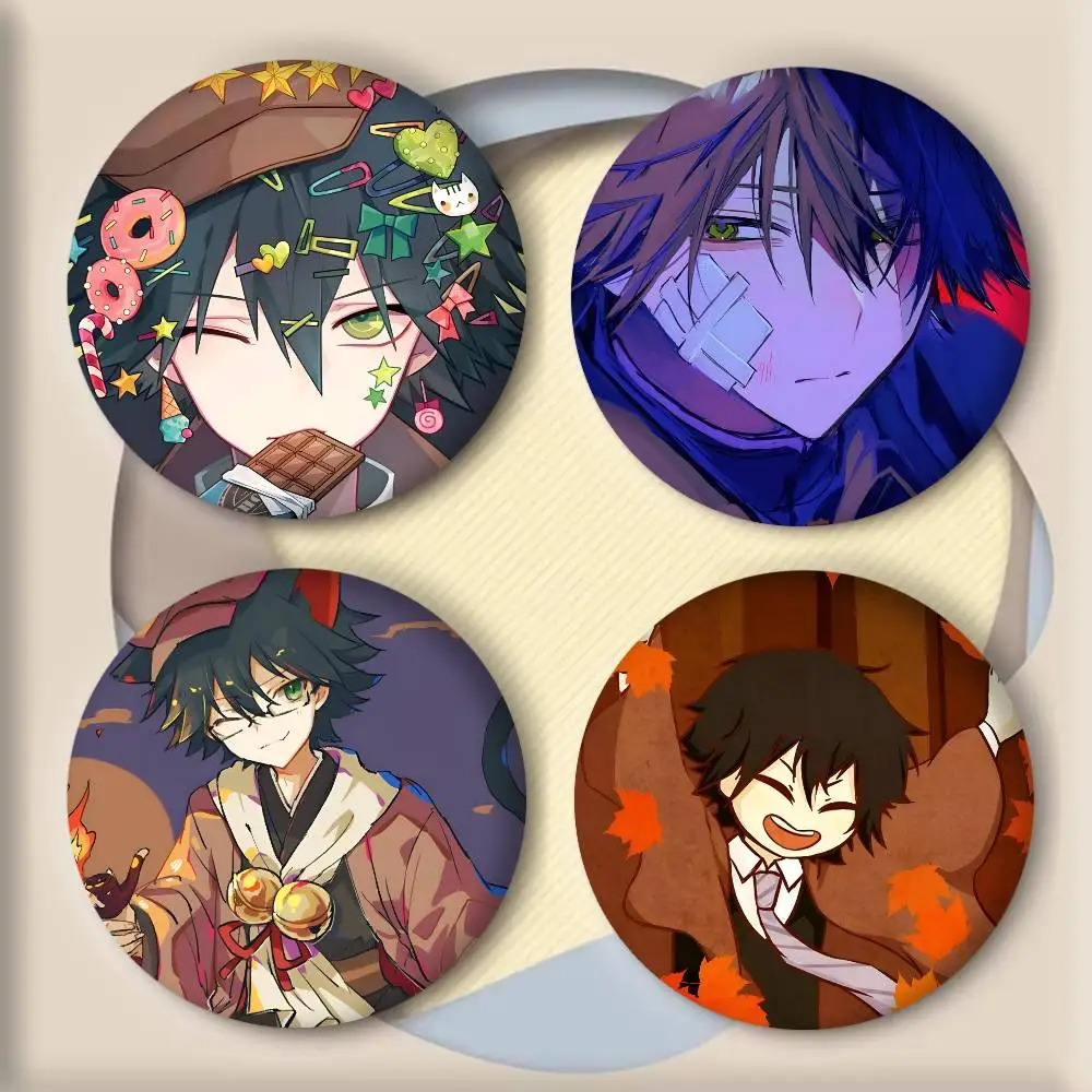 Anime B-Bungo Stray Dogs Edogawa Ranpo Badges Round Laser Badge Cartoon Brooch Clothes Backpack Accessories Lapel