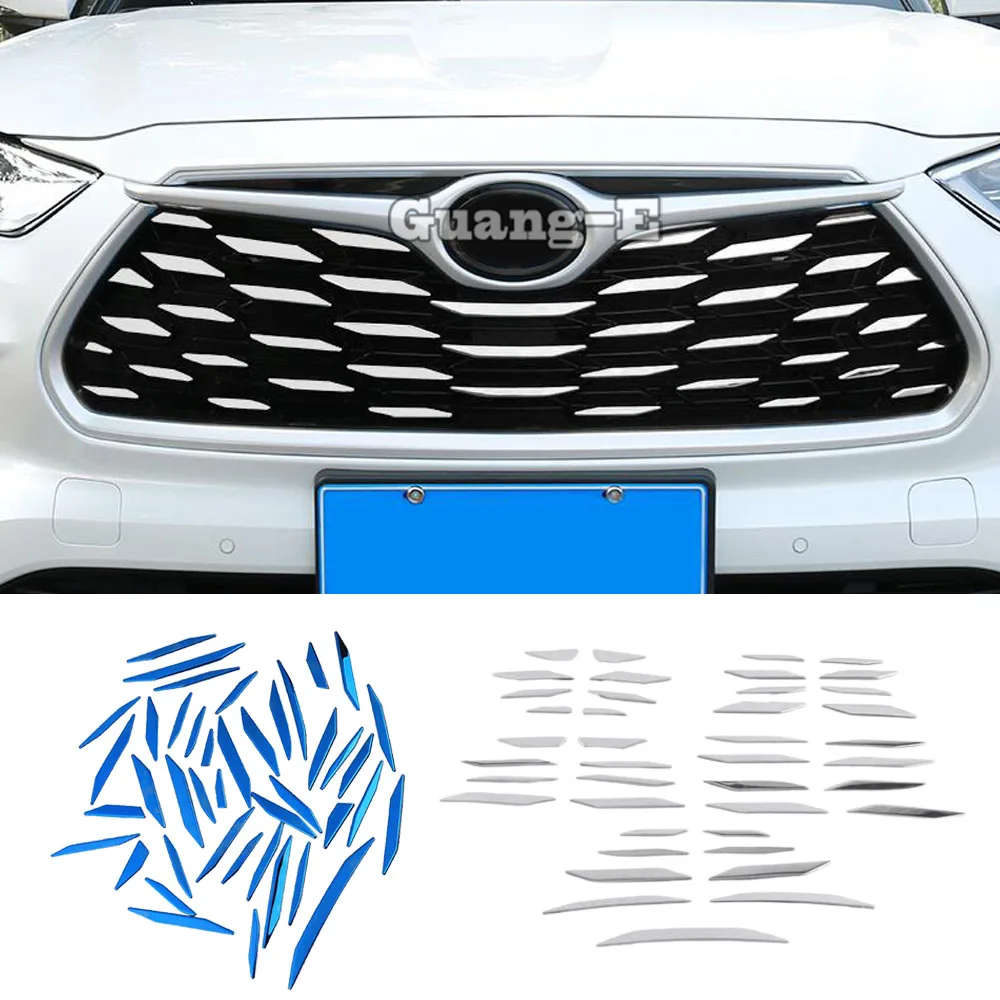 

Автомобильные наклейки на передний бампер, решетка, накладка для Toyota Highlander Kluger 2020 2021 2022, хромированный внешний декор из нержавеющей стали