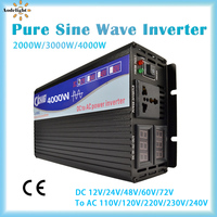 2000W 3000W 4000W Pure Sine Wave Inverter DC 12V 24V 48V 60V 72V to AC 110V 220V Power Solar Car Inverters Doule Digital Display