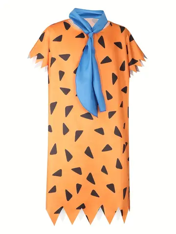 Fred's role-playing animation costume, adult primitive barbarian costume, orange costume, carnival party for Halloween