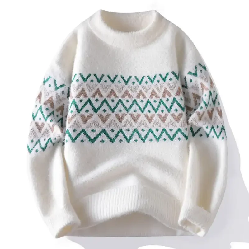 

Men's Faux Mink Fur Lined Thickened Warm Sweater New Autumn Winter Fashion Trendy Knit Base Layer Top