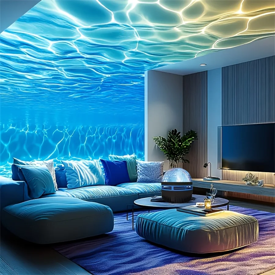 Dynamic Water Ripple Arctic Light Starry Sky Projector, Magic Ball Ceiling Projection Night Light, Rechargeable Romantic Atmosph