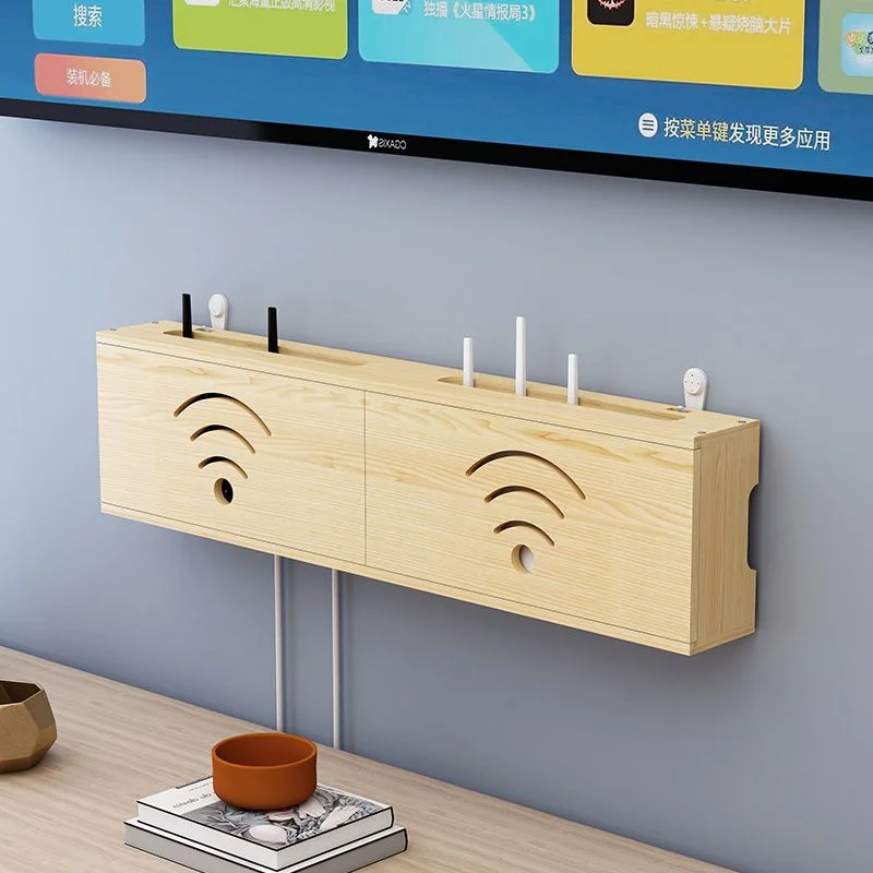 Large Wireless Router Rack Living Room Wall-Mounted WiFi Storage Box Wall Decoration TV Lower Plug-in Shielding Box Set-top Box